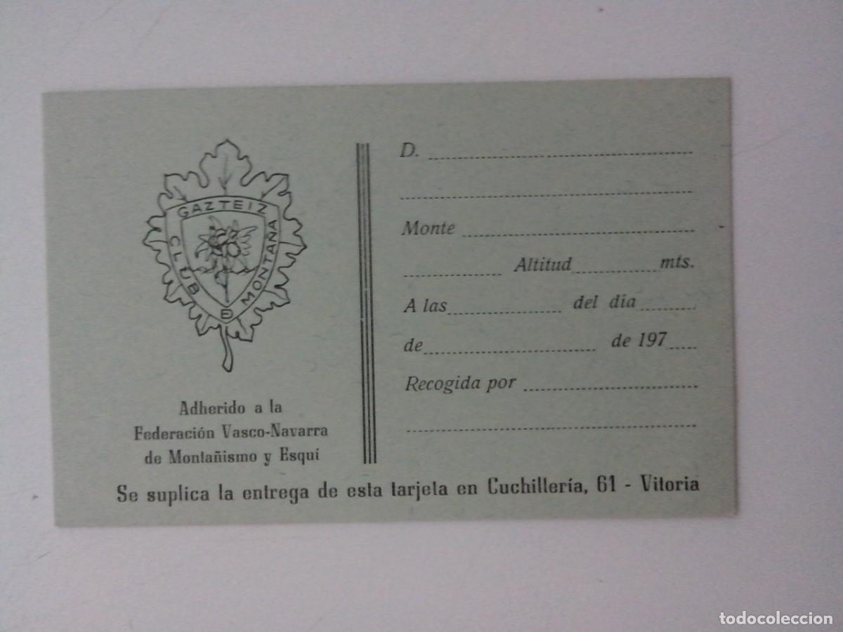 Collectionnisme Papier divers: TARJETA PARA MONTES PUNTUABLES DEL CLUB DE MONTA&Ntilde;A GASTEIZ VITORIA-GASTEIZ