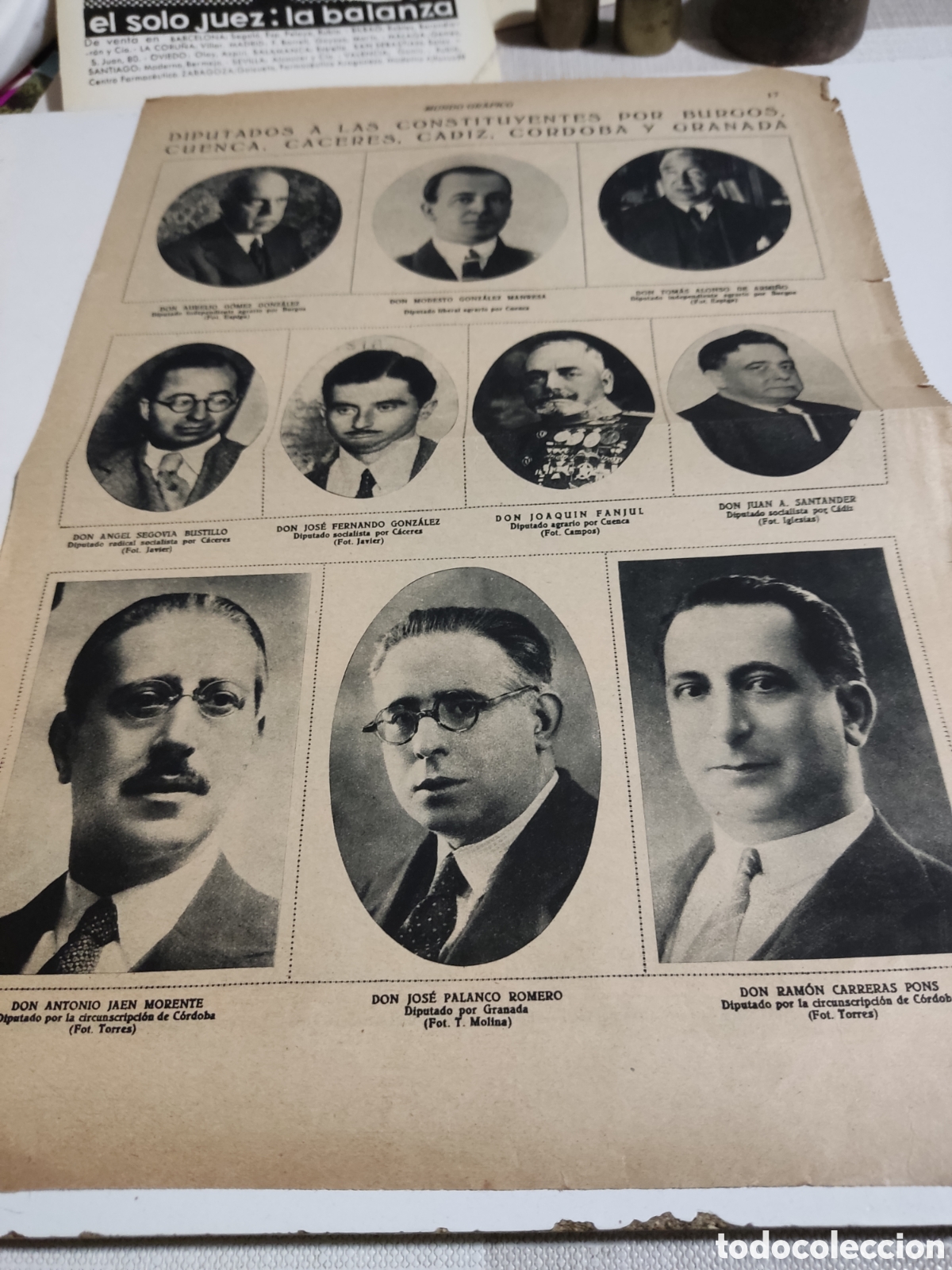 Otros Art&iacute;culos de Coleccionismo en Papel: Recorte p&aacute;gina revista mundo gr&aacute;fico diputados por Cuenca C&aacute;ceres Granada etc