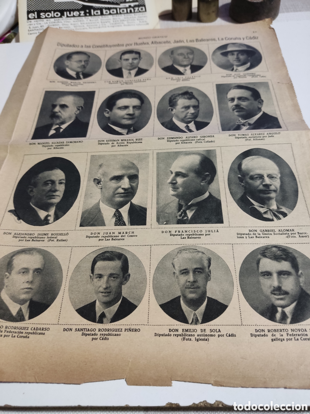 Otros Art&iacute;culos de Coleccionismo en Papel: Recorte p&aacute;gina revista mundo gr&aacute;fico diputados por Huelva Albacete Ja&eacute;n Las Baleares etc