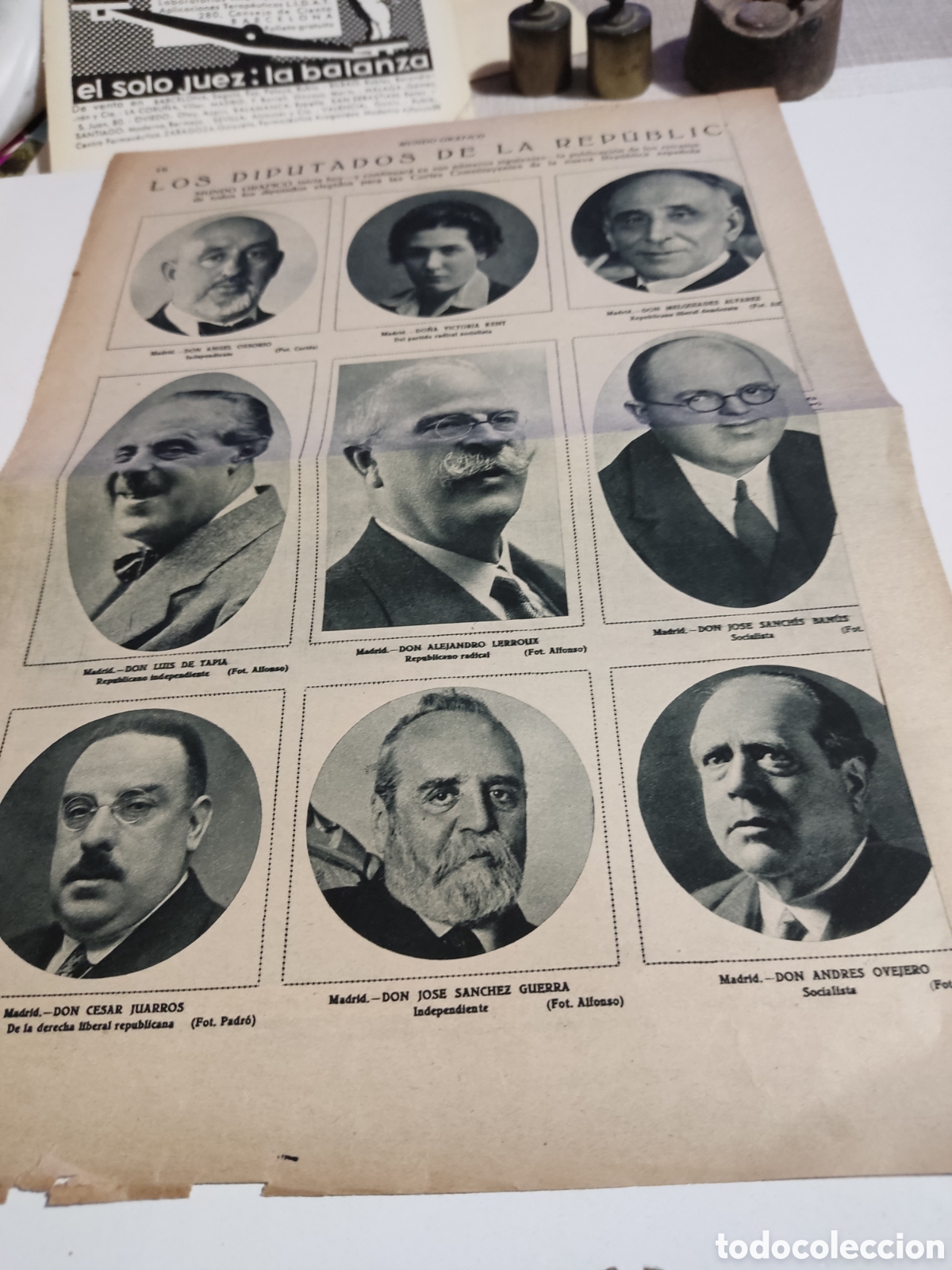 Otros Art&iacute;culos de Coleccionismo en Papel: Recorte p&aacute;gina revista mundo gr&aacute;fico Los diputados de la republica