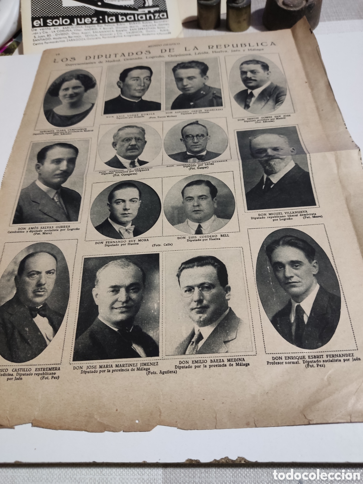 Otros Art&iacute;culos de Coleccionismo en Papel: Recorte p&aacute;gina revista mundo gr&aacute;fico los diputados de la Rep&uacute;blica, L&eacute;rida, Guip&uacute;zcoa Huelva