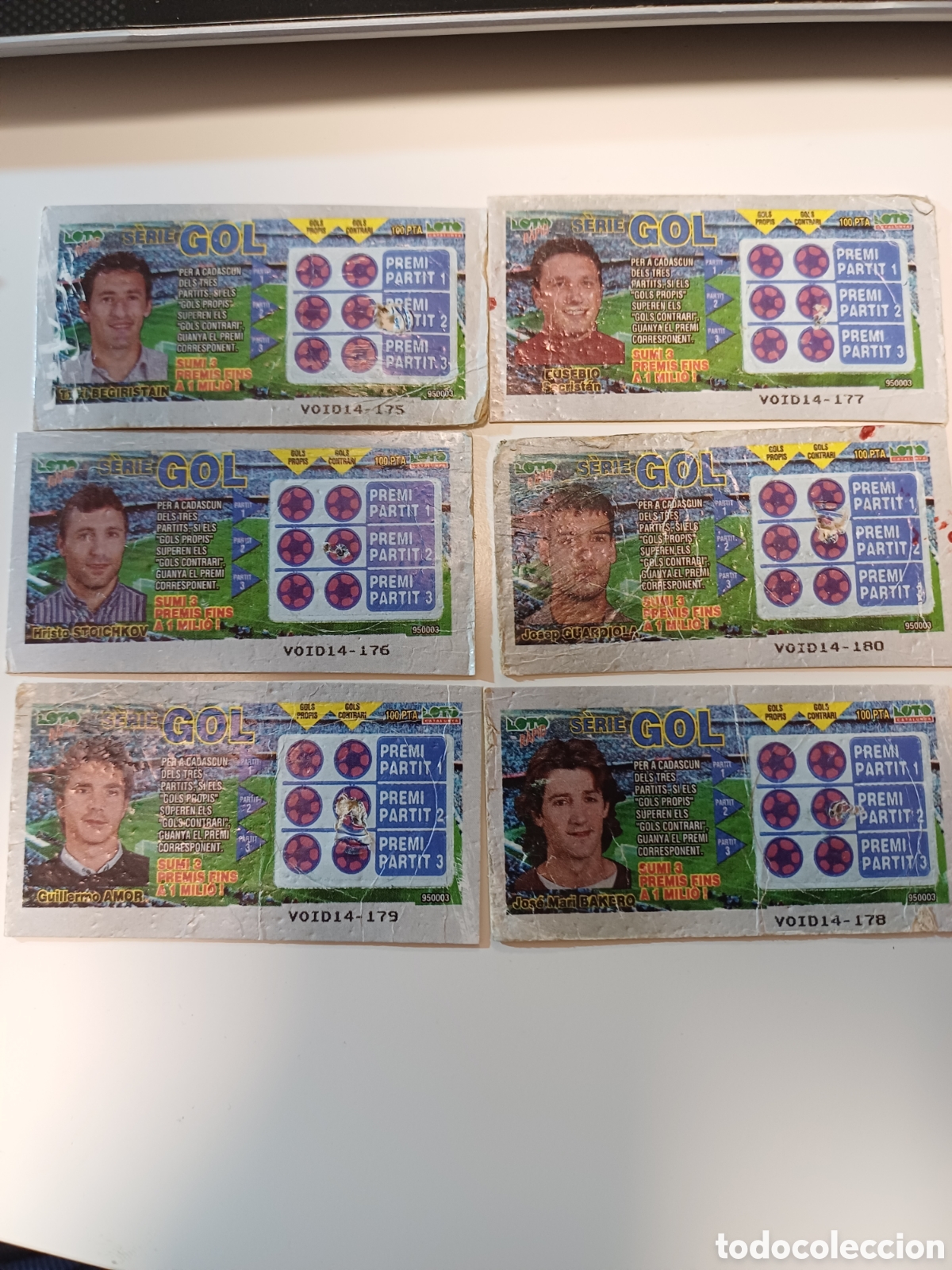 Altri oggetti di carta: 6 LOTO RAPID, SERIE GOL, FUTBOL, GUARDIOLA, EUSEBIO, STOICHKOV, BEGUIRISTAIN, AMOR, BAKERO