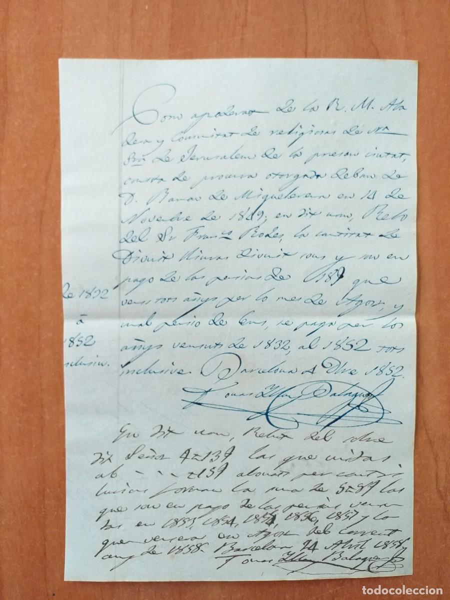 Altri oggetti di carta: 1852 HOJA CON CONTENIDOS CONTABLES CON FIRMA DEL APODERADO - BARCELONA