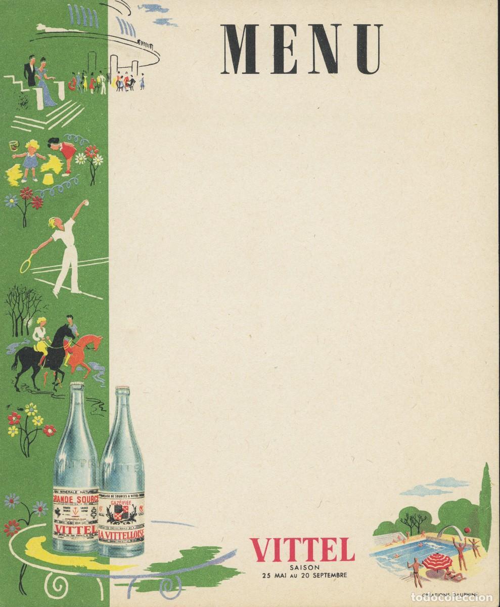 Otros art&iacute;culos de coleccionismo en papel: MUY ANTIGUO MEN&Uacute; EN BLANCO CON PUBLICIDAD AGUA MINERAL VITTEL