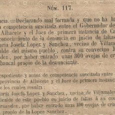Otros Artículos de Coleccionismo en Papel: 1865 VILLAMALEA ALBACETE 2 HOJAS CONSEJO DE ESTADO SENTENCIA L73