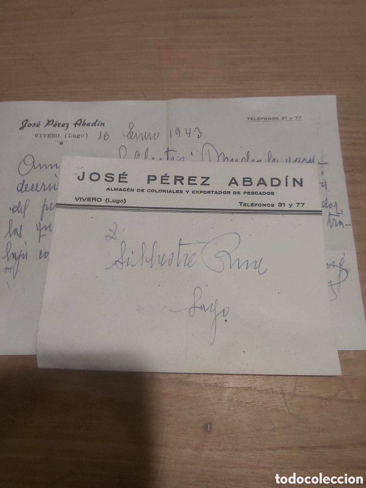 Collectionnisme Papier divers: Vivero lugo carta almac&eacute;n coloniales y expotador pescados