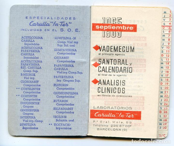 Altri oggetti di carta: Agenda m&eacute;dica 1965 Laboratorios Carulla In-ter, publicidad farmac&eacute;utica farmacia