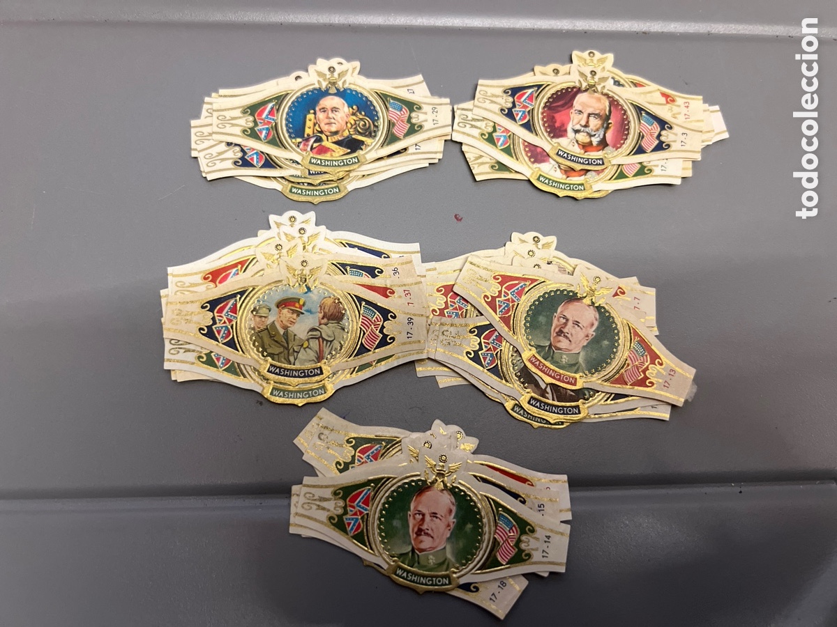 Outros artigos de papel: T2/V2. LOTE DE 45 VITOLAS GEORGE WHASHINGTON