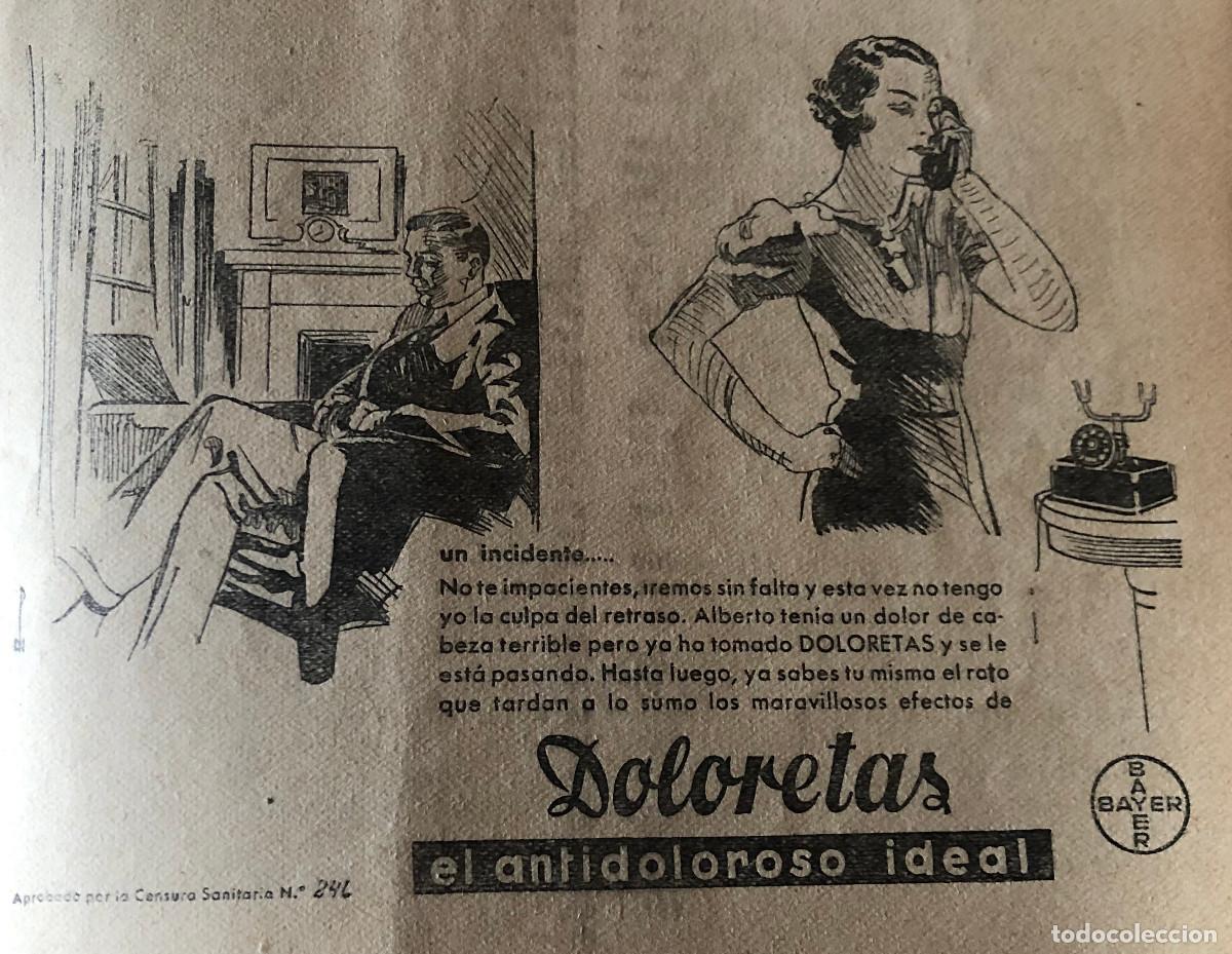 Otros Art&iacute;culos de Coleccionismo en Papel: Publicidad de medicina Doloretas, de Bayer. P&aacute;gina de revista, original del a&ntilde;o 1944. Buen estado.