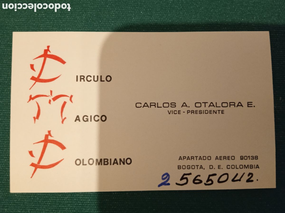 Collectionnisme Papier divers: CIRCULO MAGICO COLOMBIANO - TARJETA DE VISITA - 9 X 5.5 cm.