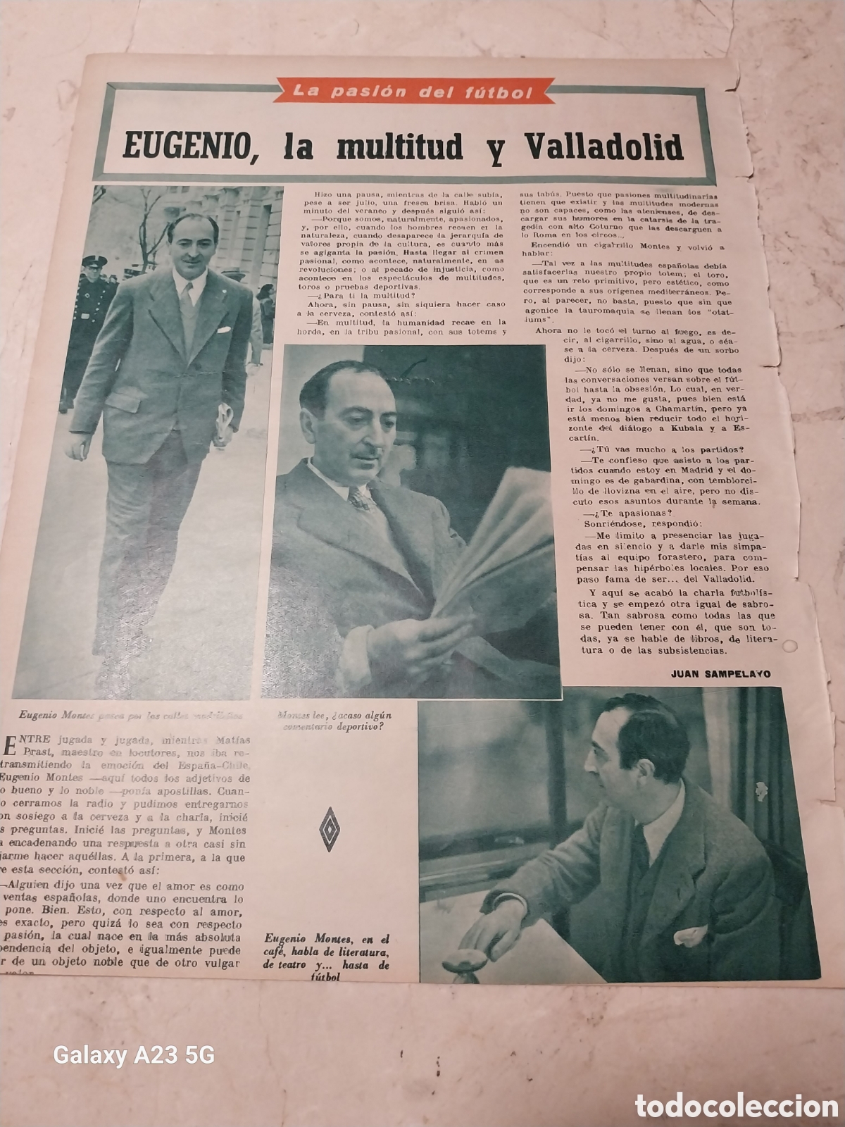 Paper Collecting Others: EUGENIO MONTES DOMINGUEZ .ENTREVISTA A&Ntilde;O 1953 . HOJA REVISTA 34 X 27 CM