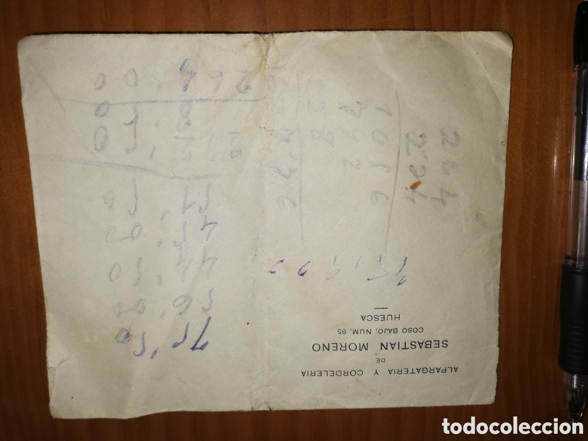 Altri oggetti di carta: Antiguo sobre alpargateria y cordeleria sebastian moreno coso bajo huesca