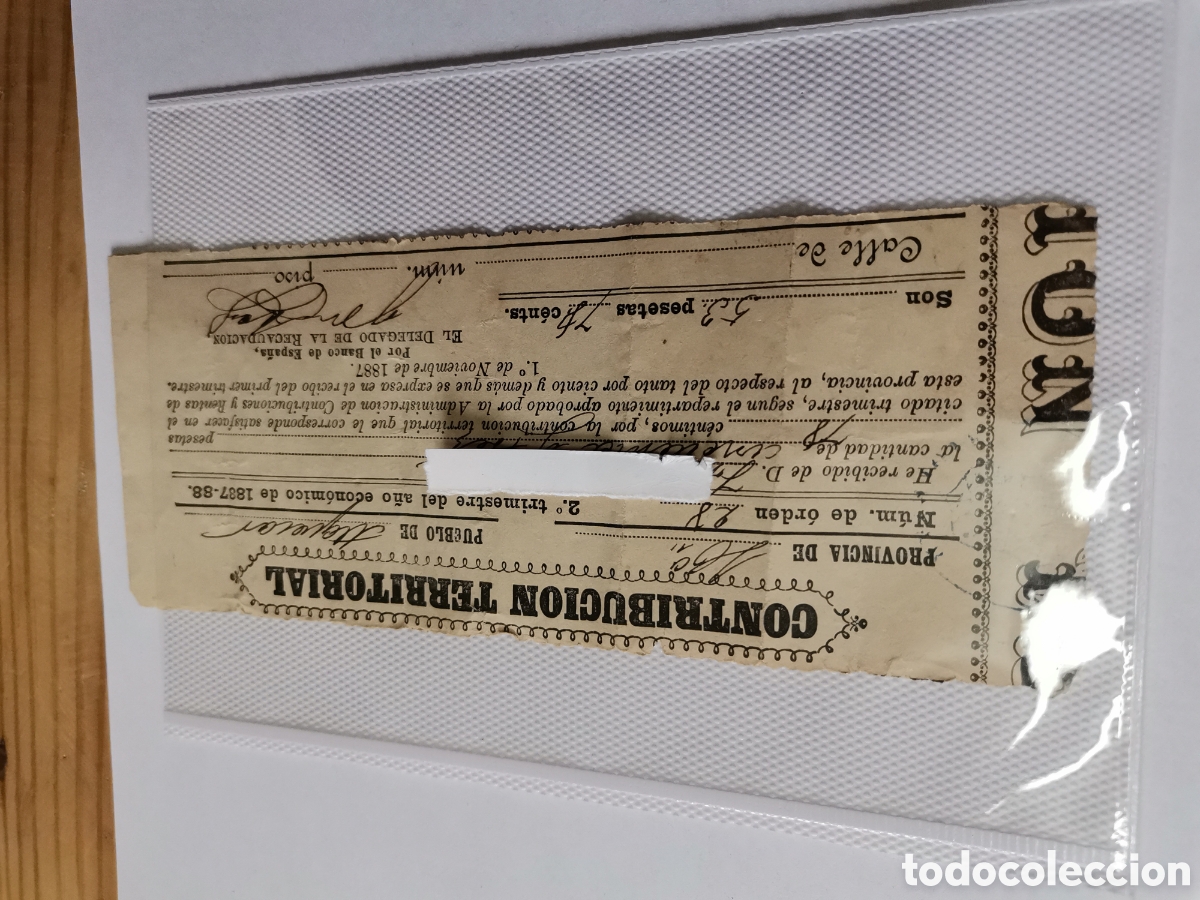 Otros Art&iacute;culos de Coleccionismo en Papel: Contribuci&oacute;n territorial alquezar huesca 1887 1888 ver fotos
