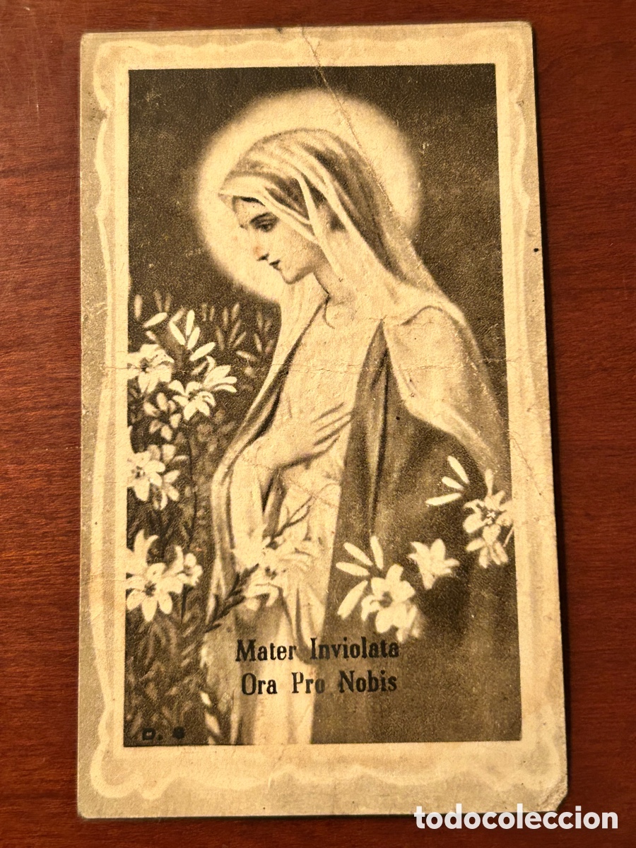 Altri oggetti di carta: ANTIGUA ESTAMPA RELIGIOSA. &lsquo;MATER INVIOLATA ORA PRO NOBIS&rsquo; CON TEXTO
