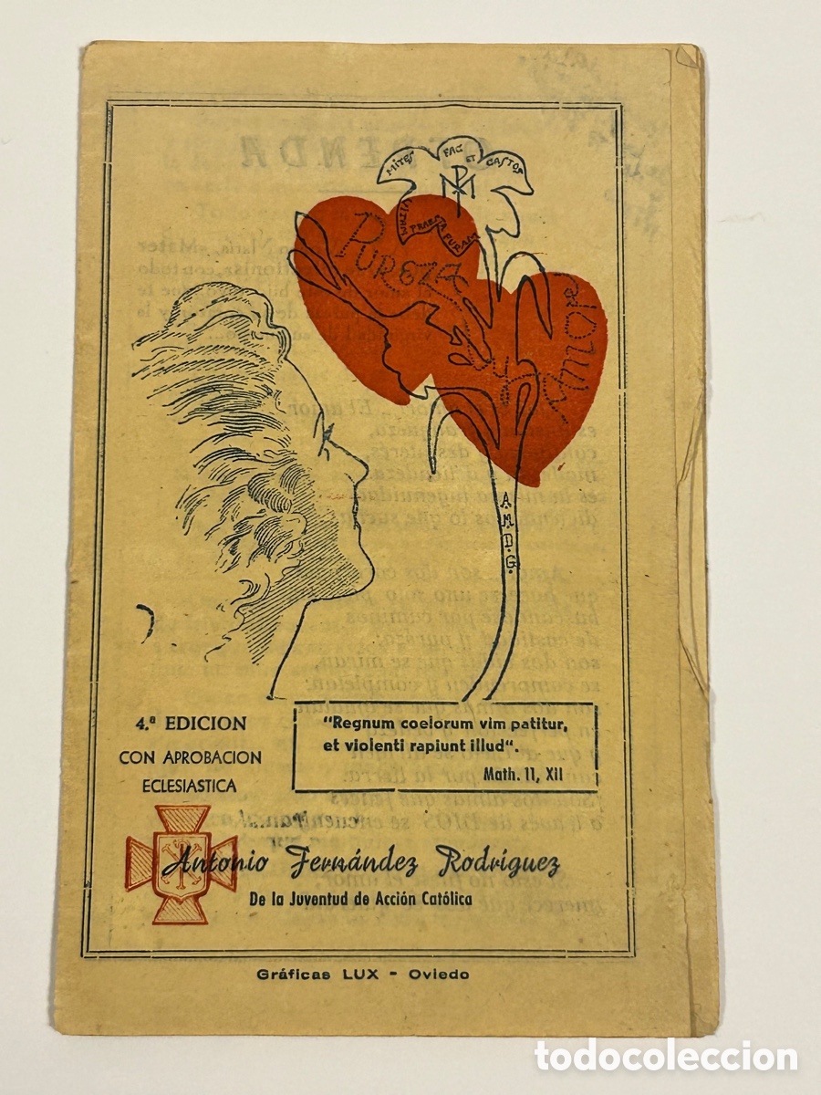 Otros art&iacute;culos de coleccionismo en papel: PUREZA Y AMOR. LIBRITO DE LA JUVENTUD DE ACCI&Oacute;N CAT&Oacute;LICA CON APROBACI&Oacute;N ECLESI&Aacute;STICA.