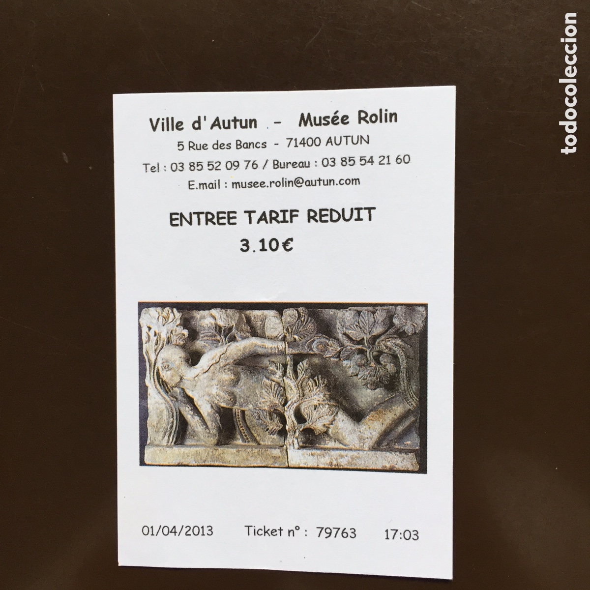 Sammelleidenschaft Andere Papierartikel: ENTRADA MUSEE ROLIN VILLE D'AUTUN FRANCIA