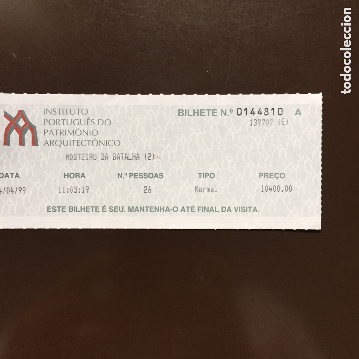 Collectionnisme Papier divers: ENTRADA MONASTERIO DE BATALHA PORTUGAL