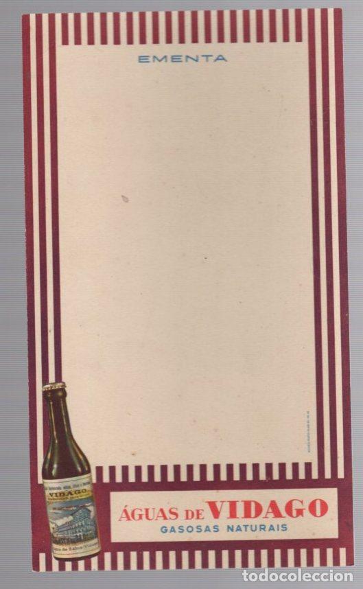 Otros art&iacute;culos de coleccionismo en papel: MENU AGUAS DE VIDAGO, PORTUGAL. GASOSAS NATURAIS. C.1950