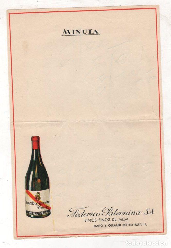 Otros art&iacute;culos de coleccionismo en papel: MENU VI&Ntilde;EDOS Y BODEGAS FEDERICO PATERNINA. OLLAURI, HARO. LA RIOJA. A&Ntilde;OS 50