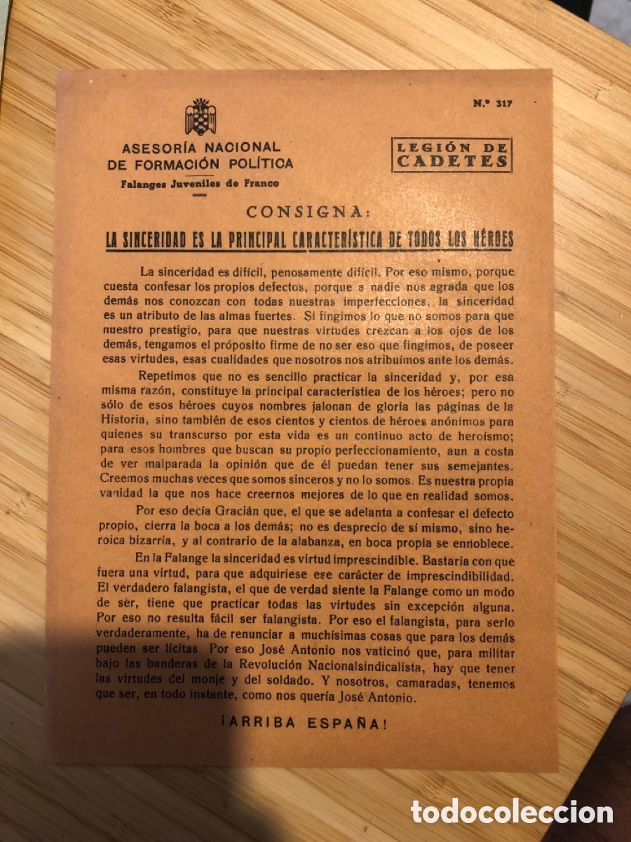 Otros Art&iacute;culos de Coleccionismo en Papel: Consigna Legi&oacute;n de Cadete, num 317, Asesoria Nacional de Formaci&oacute;n Pol&iacute;tica. Falanges Juveniles (L9)