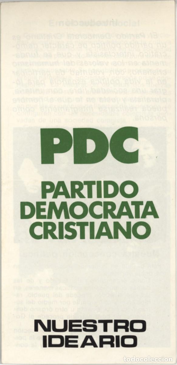 Otros art&iacute;culos de coleccionismo en papel: Primeras elecciones 1977. Propaganda electoral. Partido Dem&oacute;crata Cristiano. Tr&iacute;ptico.