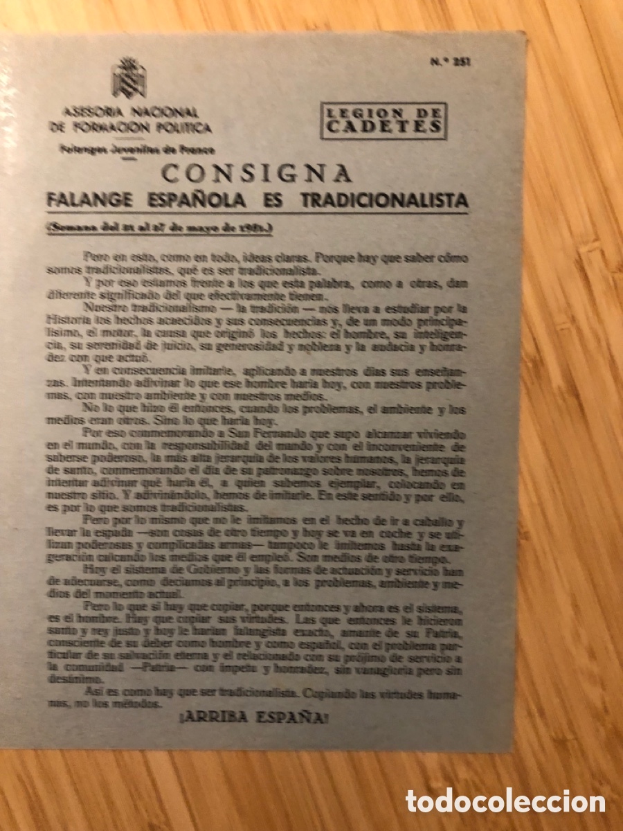 Otros Art&iacute;culos de Coleccionismo en Papel: Consigna Legi&oacute;n de Cadete, num 251, Asesoria Nacional de Formaci&oacute;n Pol&iacute;tica. Falanges Juveniles (L9)