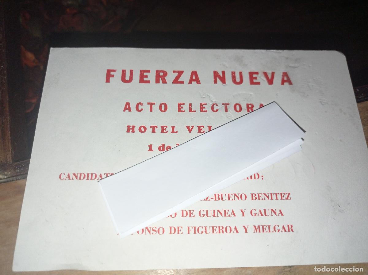 Otros Art&iacute;culos de Coleccionismo en Papel: FLYER ACTO ELECTORAL FUERZA NUEVA, HOTEL VEL&Aacute;ZQUEZ MADRID. A&Ntilde;O 1977 REF. UR EST