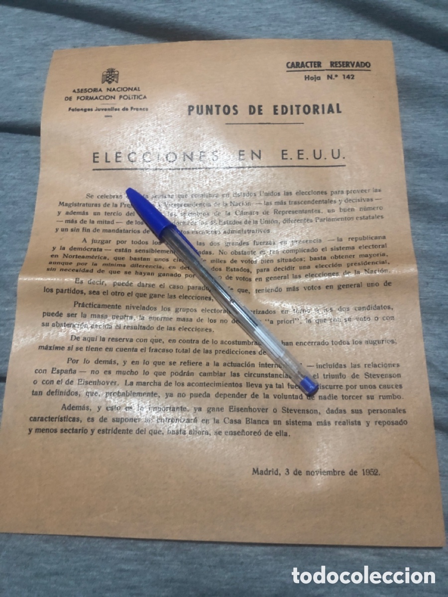 Outros artigos de papel: Puntos de Editorial, Asesoria Nacional de Formacion Politica, Falanges Juveniles de Franco (L9)