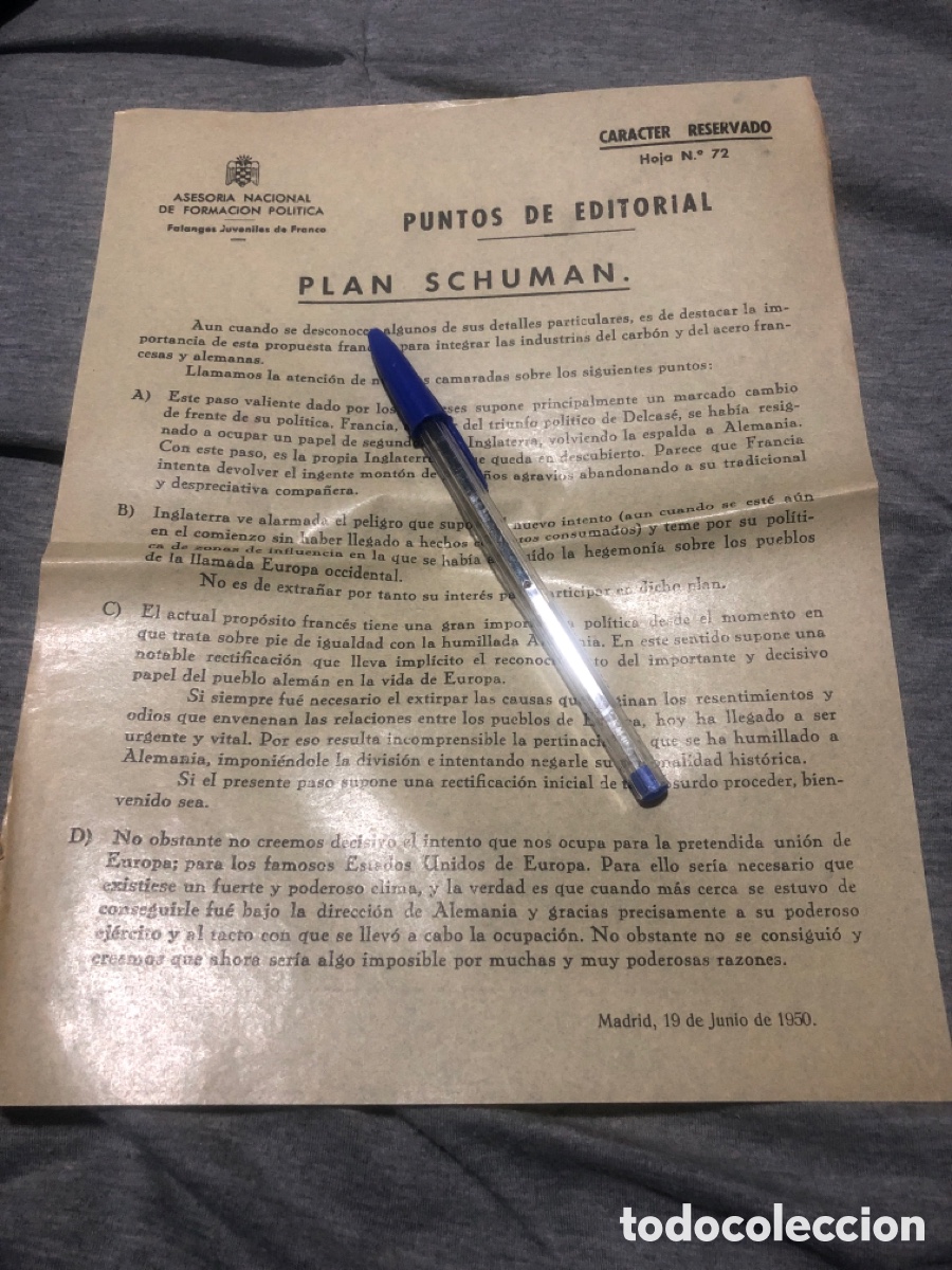 Outros artigos de papel: Puntos de Editorial, Asesoria Nacional de Formacion Politica, Falanges Juveniles de Franco (L9)