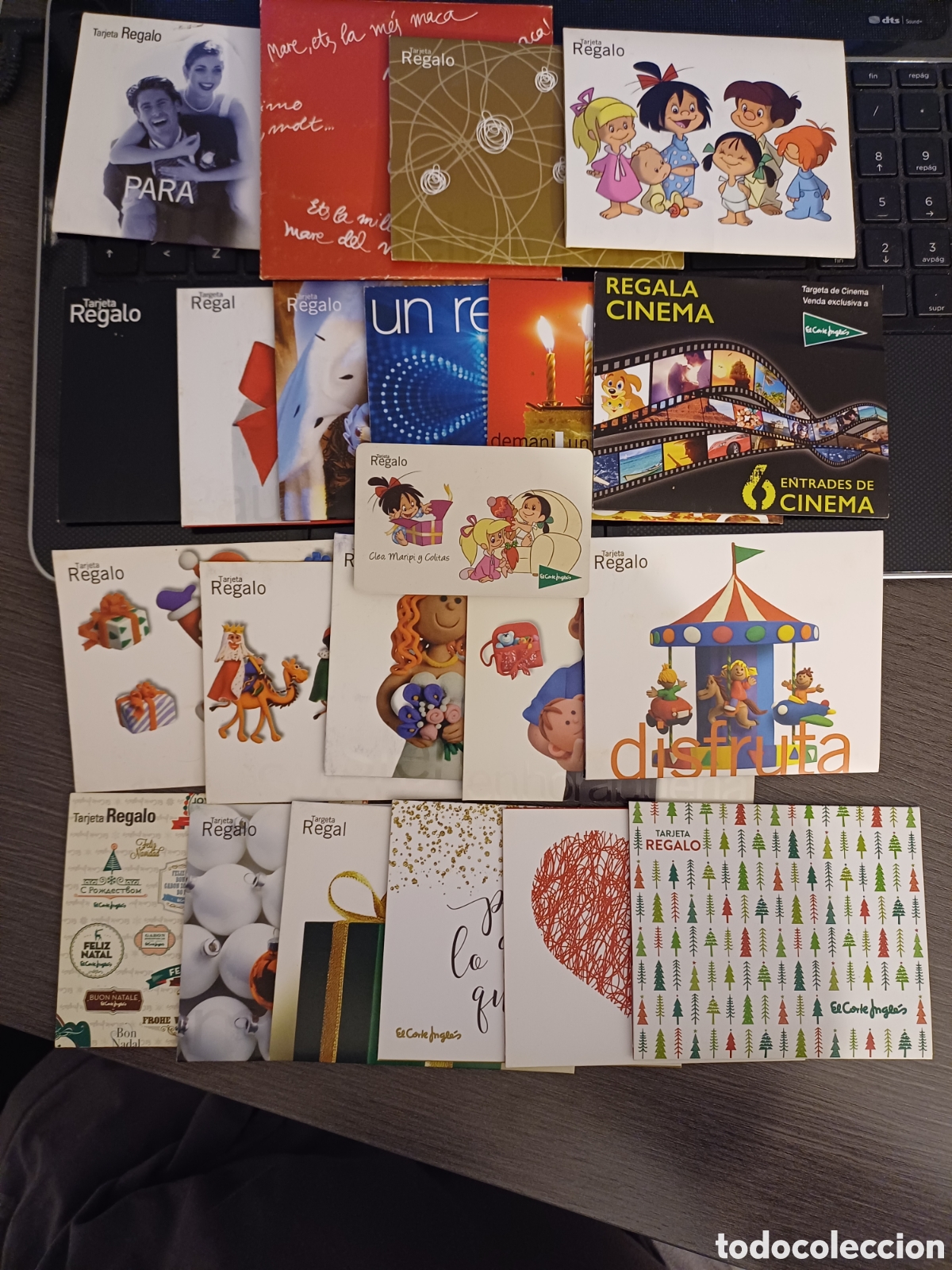 Otros art&iacute;culos de coleccionismo en papel: 22 tarjetas regalo el corte ingles, todas con su sobre menos una. Familia Telerin, navidad, etc.
