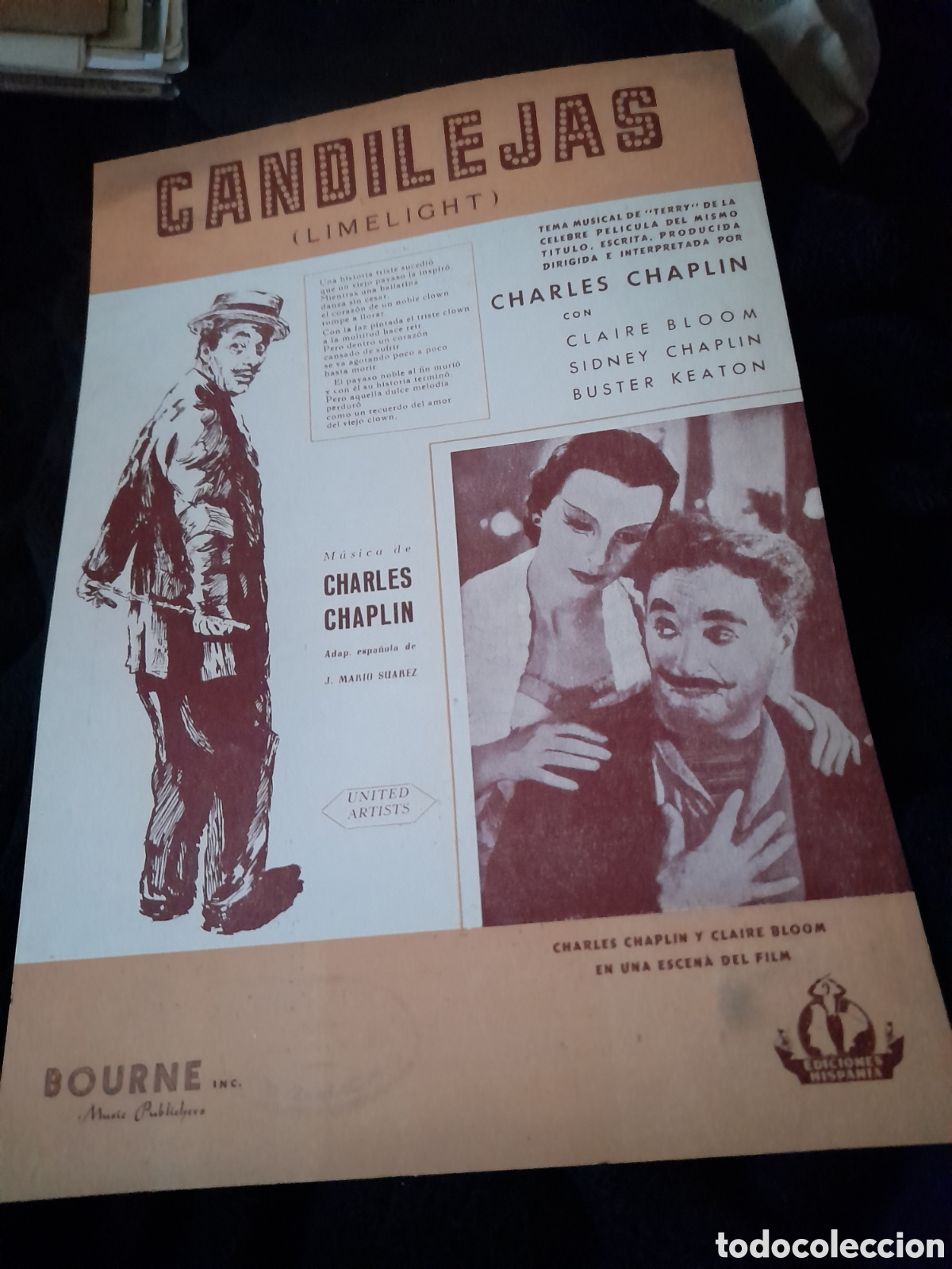 Otros Art&iacute;culos de Coleccionismo en Papel: Antigua portada de partitura de la pel&iacute;cula Candilejas de Charles Chaplin