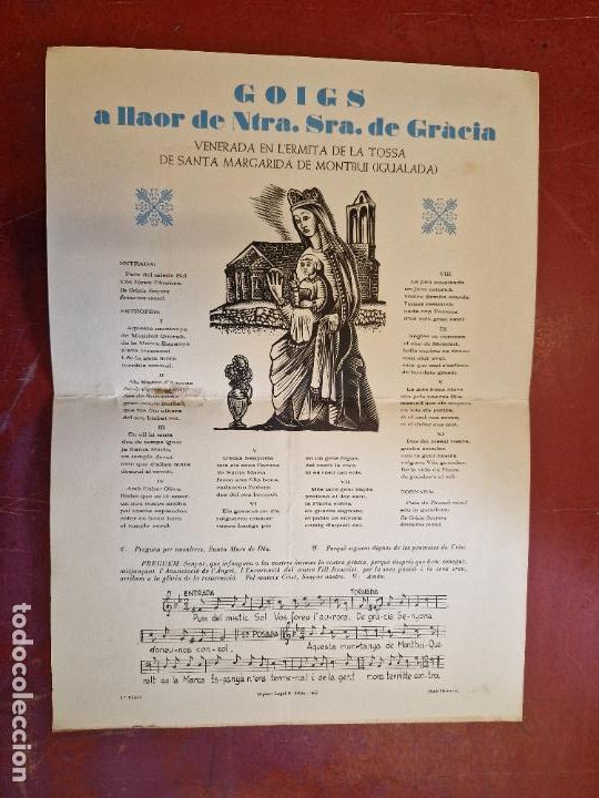 Paper Collecting Others: GOIGS A LLAOR DE NTRA. SRA. DE GR&Agrave;CIA. 1967. MEDIDAS 34.5*24.5 CM