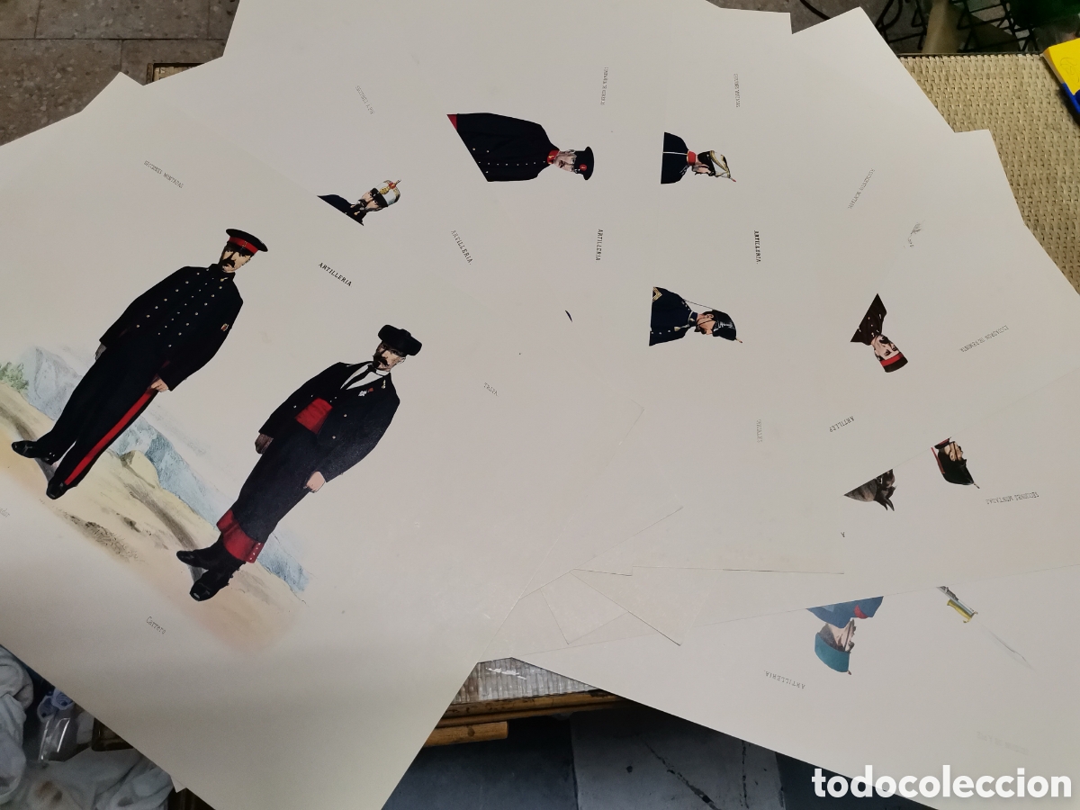 Collectionnisme Papier divers: Coleccion lote laminas ej&eacute;rcito tropa artilleria obrero herrador montadas remonta
