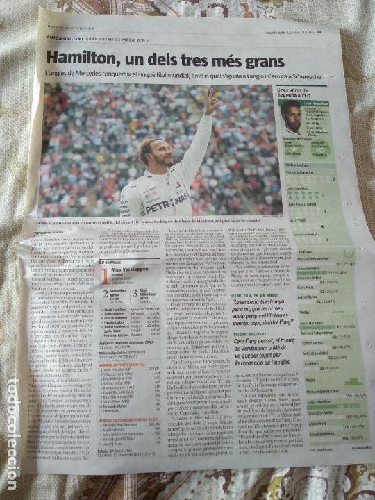 Otros Art&iacute;culos de Coleccionismo en Papel: P&Aacute;GINA PERI&Oacute;DICO DIARIO LA VANGUARDIA HAMILTON UN DELS TRES M&Eacute;S GRAN F1 FORMULA 1
