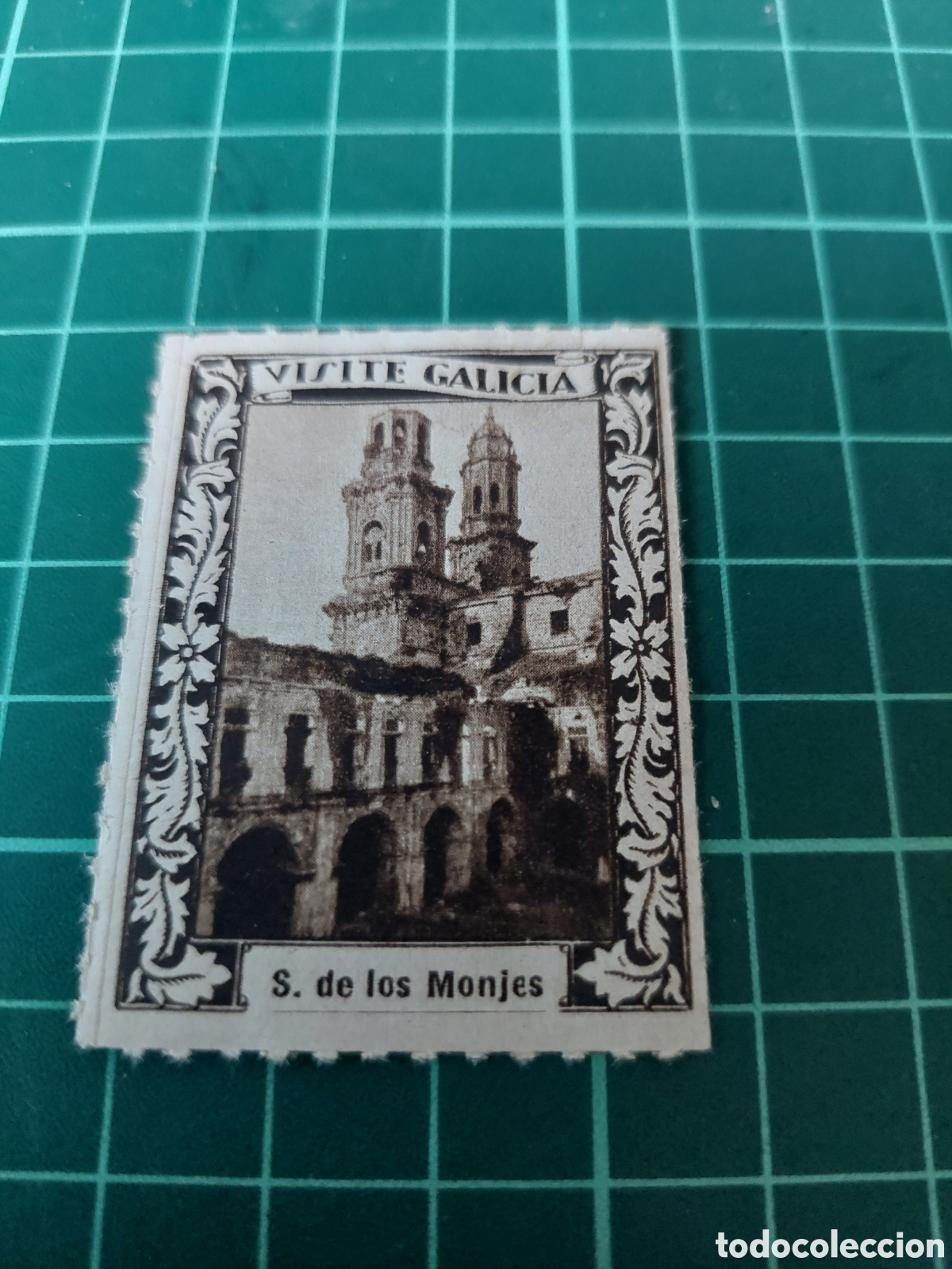 Collectionnisme Papier divers: S.de los monjes visite Galicia vi&ntilde;eta sello1934 Luis casado arte Bilbao publidad tur&iacute;stica