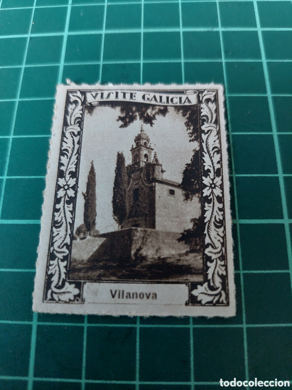 Collectionnisme Papier divers: Visite Galicia Villanueva vi&ntilde;eta sello1934 Luis casado arte Bilbao 5x3.5 publicidad tur&iacute;stica