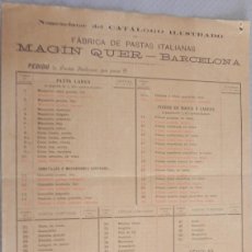 Otros Artículos de Coleccionismo en Papel: ANTIGUA HOJA DE PEDIDO. MAGÍN QUER. FÁBRICA DE PASTAS. BARCELONA. AÑO 189X (00021)