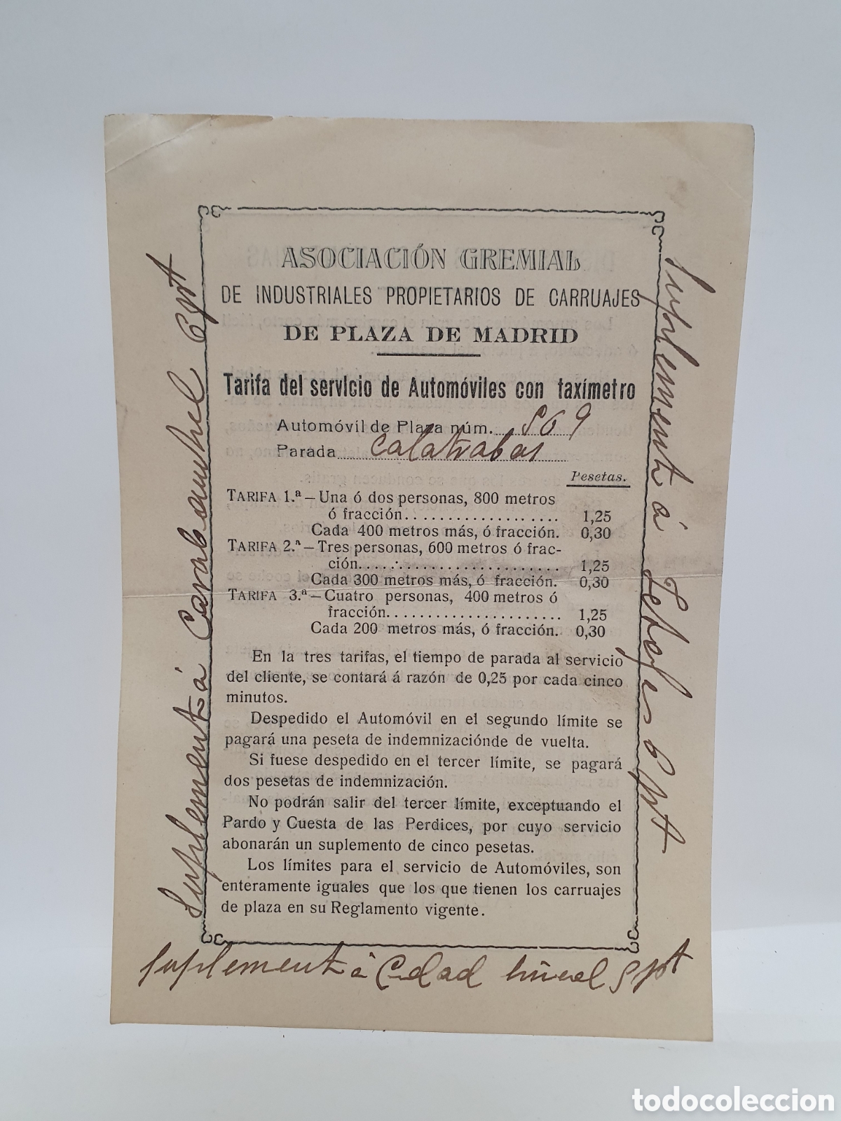 Otros Art&iacute;culos de Coleccionismo en Papel: ASOCIACION GREMIAL DE INDUSTRIAS PROPIETARIOS DE CARRUAJESA DE LA PLAZA DE MADRID.