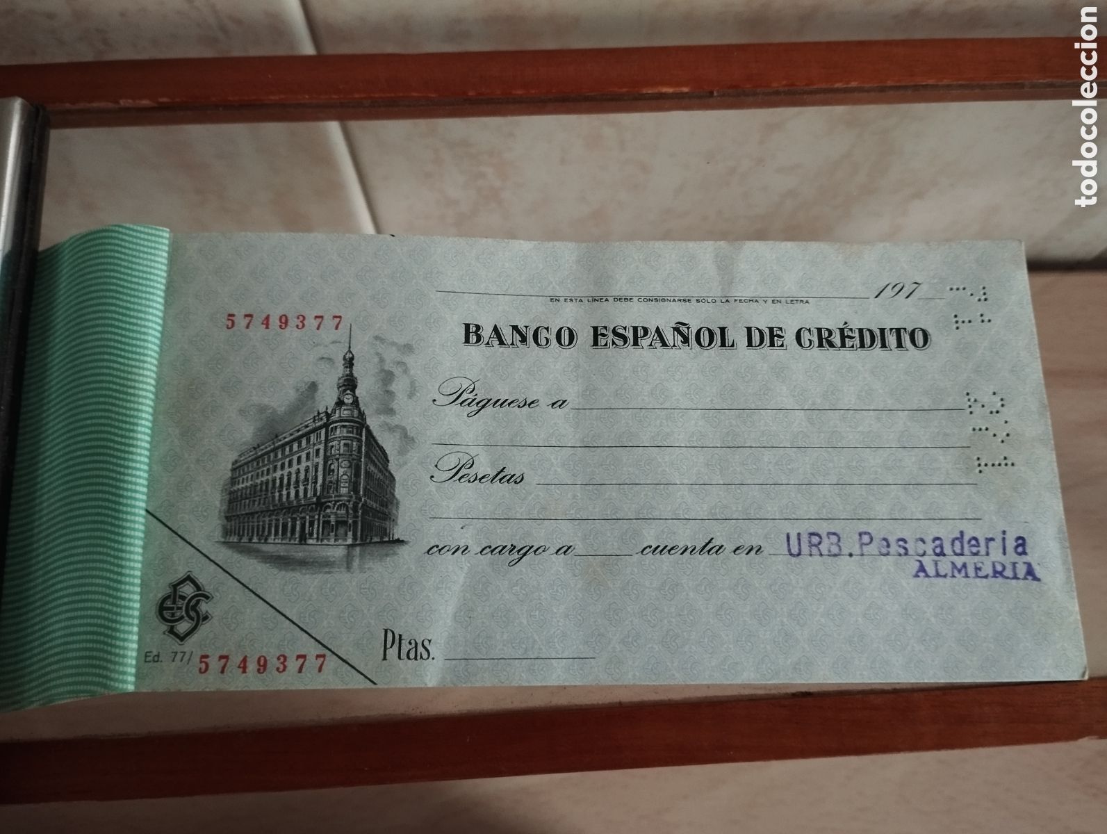 Otros art&iacute;culos de coleccionismo en papel: TALONARIO CHEQUES BANCO ESPA&Ntilde;OL DE CR&Eacute;DITO -ALMERIA-