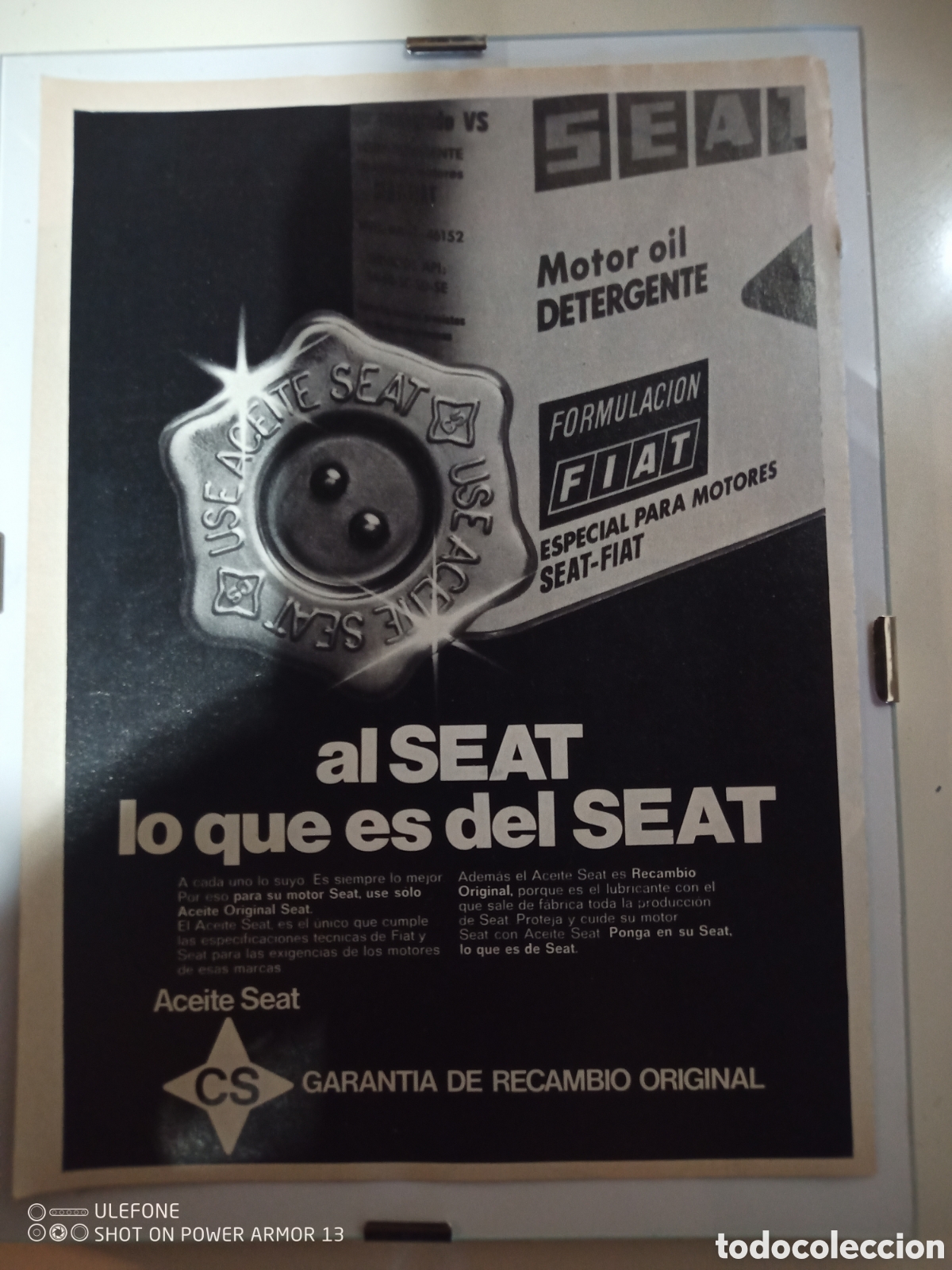 Otros art&iacute;culos de coleccionismo en papel: Publicidad enmarcada Seat