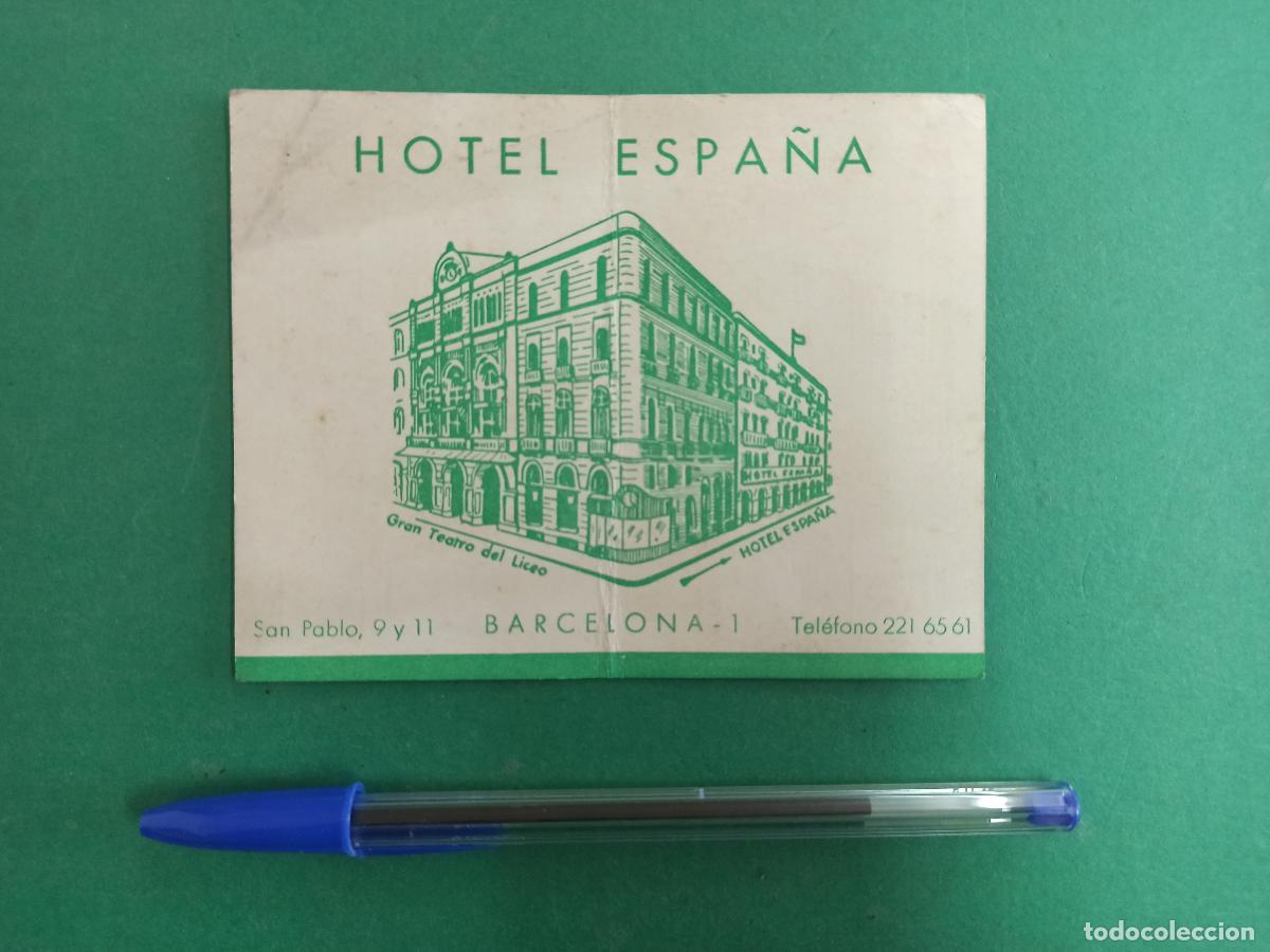 Otros Art&iacute;culos de Coleccionismo en Papel: Antigua tarjeta publicidad del Hotel Espa&ntilde;a. Barcelona. Con mapa. Restaurante. Hotel modernista.
