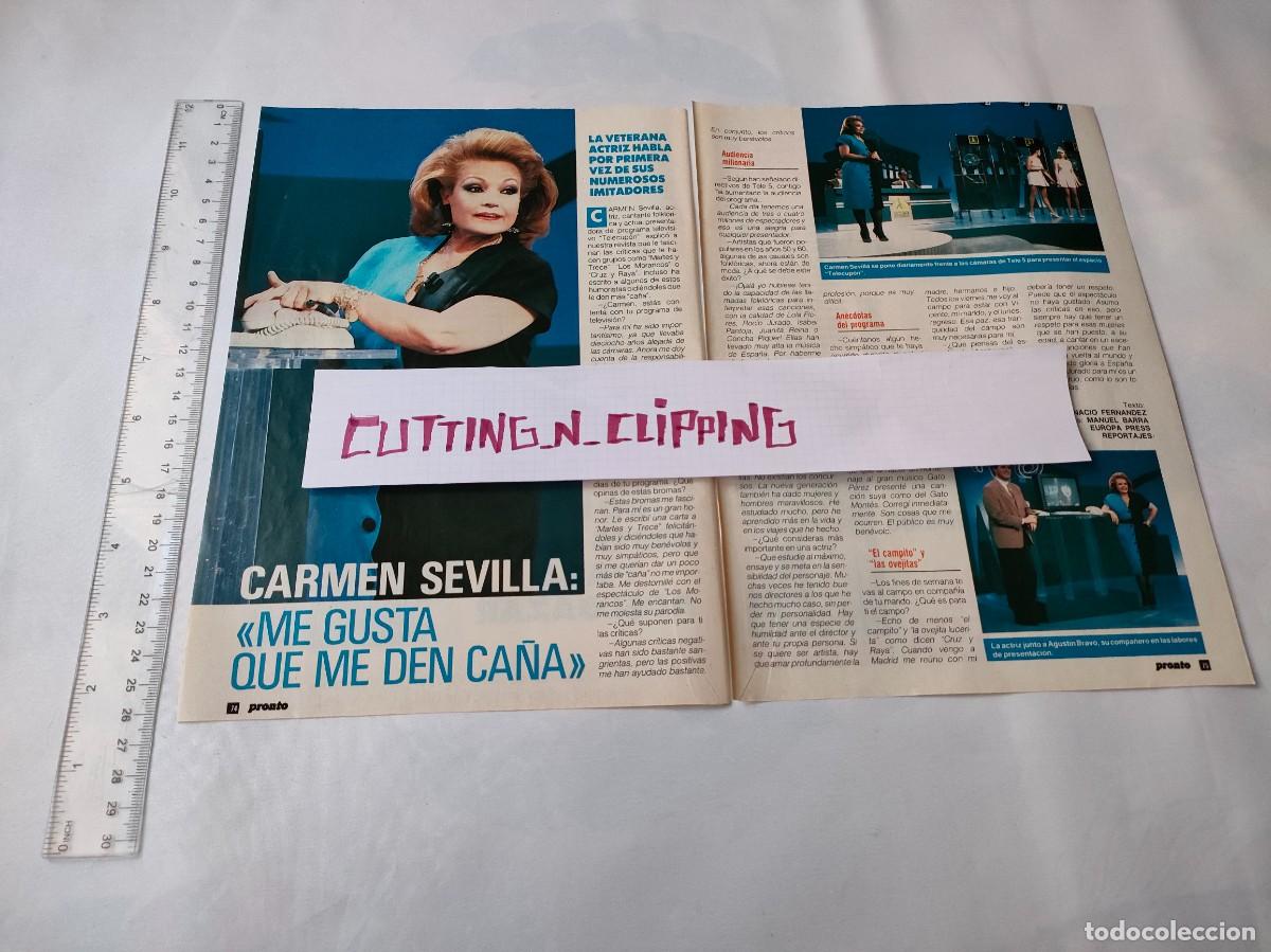 Otros Art&iacute;culos de Coleccionismo en Papel: Clipping [CARMEN SEVILLA][PRONTO](1992) Me gusta que me den ca&ntilde;a