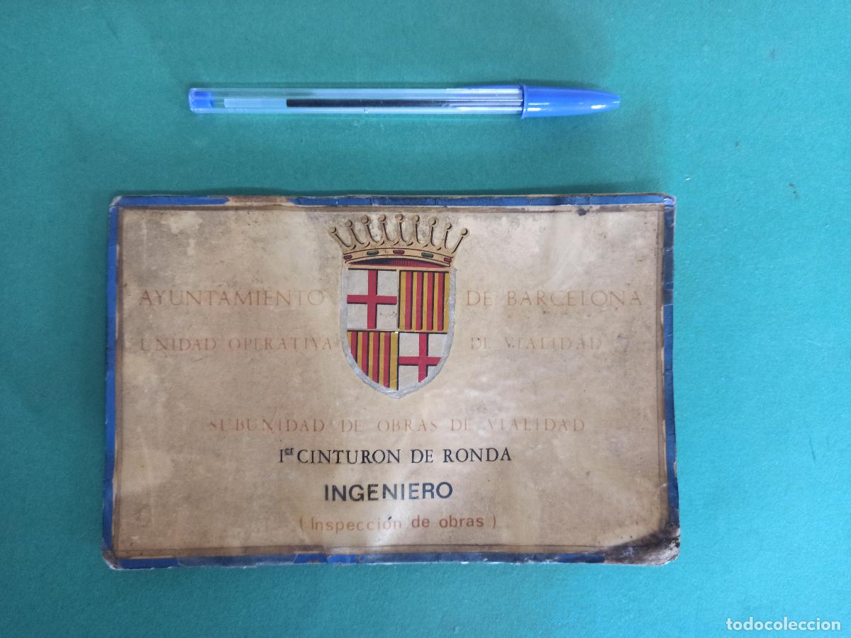 Altri oggetti di carta: Antiguo cartel de obras del Ayuntamiento de Barcelona. Epoca de Franco.