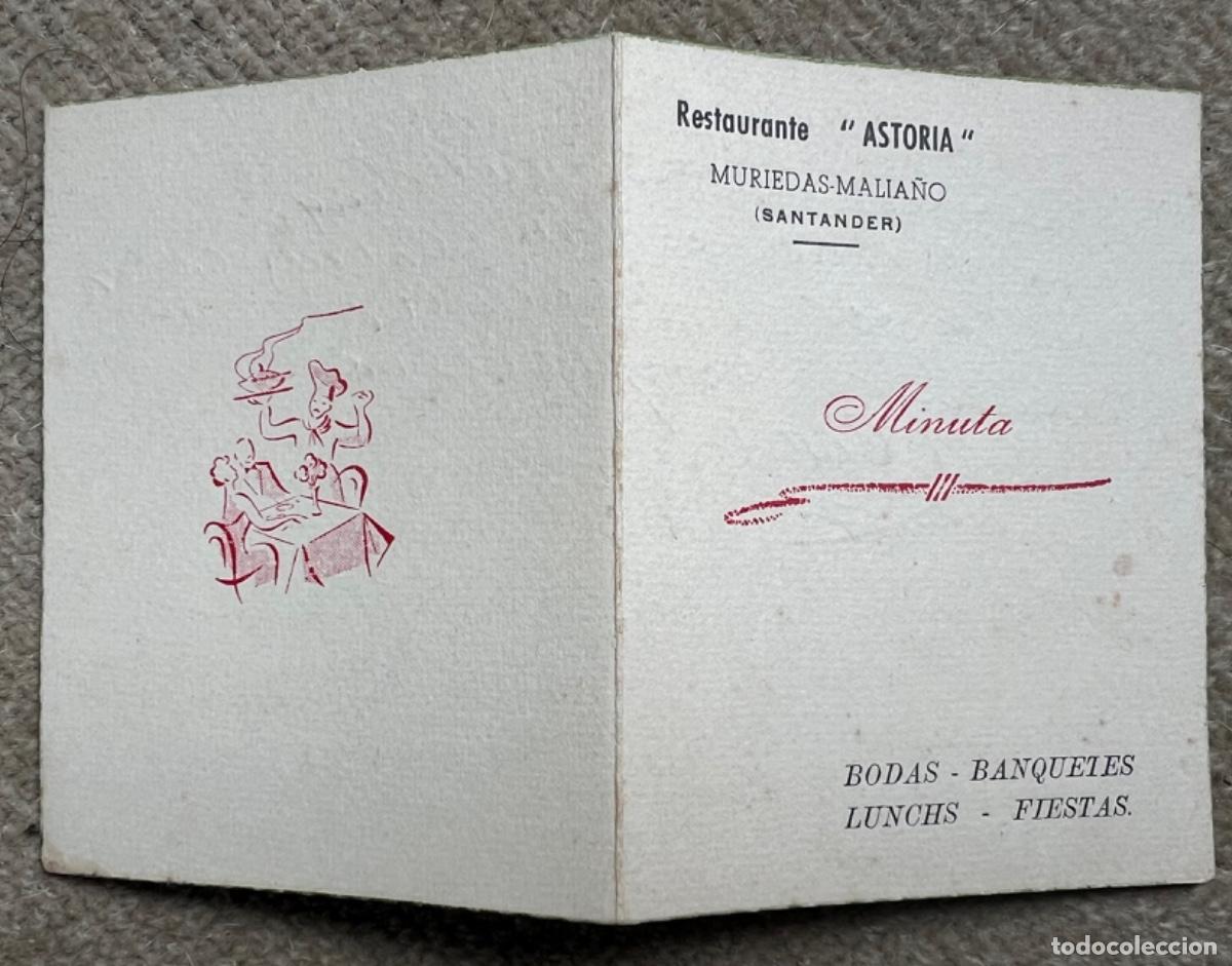 Otros art&iacute;culos de coleccionismo en papel: Men&uacute; banquete Homenaje al maestro -Restaurante Astoria - Muriedas - Revilla Camargo, Santander) 1965