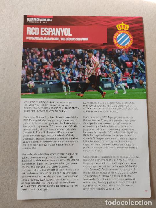 Otros art&iacute;culos de coleccionismo en papel: HOJA REVISTA ATHLETIC CLUB BILBAO GU GARA SAN MAMES PUBLICIDAD SAN MIGUEL ADURIZ ESPANYOL ESPA&Ntilde;OL