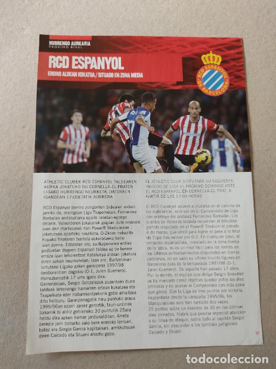 Otros Art&iacute;culos de Coleccionismo en Papel: HOJA REVISTA ATHLETIC CLUB BILBAO SUSAETA VS LUCAS VAZQUEZ ESPANYOL ESPA&Ntilde;OL DENOK BATERA MUNIAIN