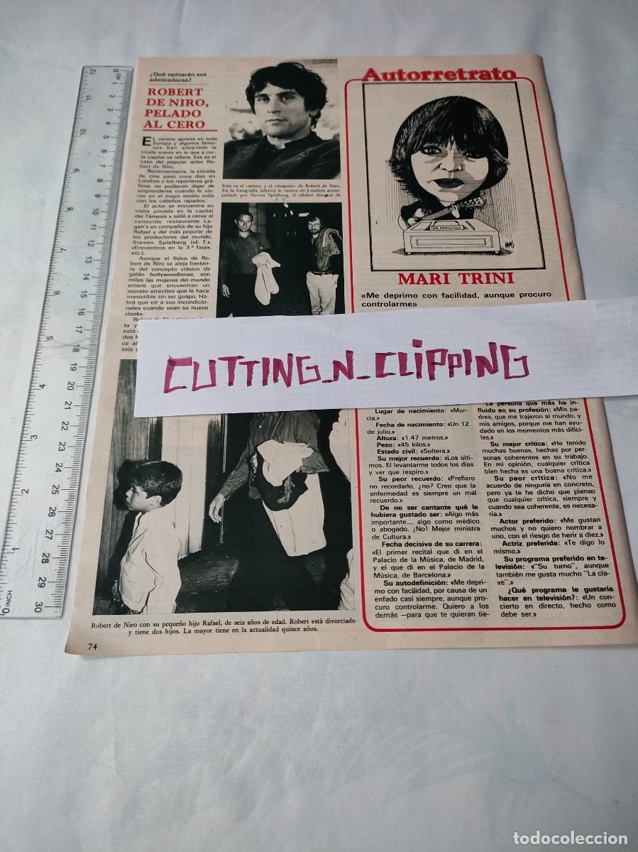 Otros Art&iacute;culos de Coleccionismo en Papel: Clipping [ROBERT DE NIRO, MARI TRINI][SEM](1983) Random