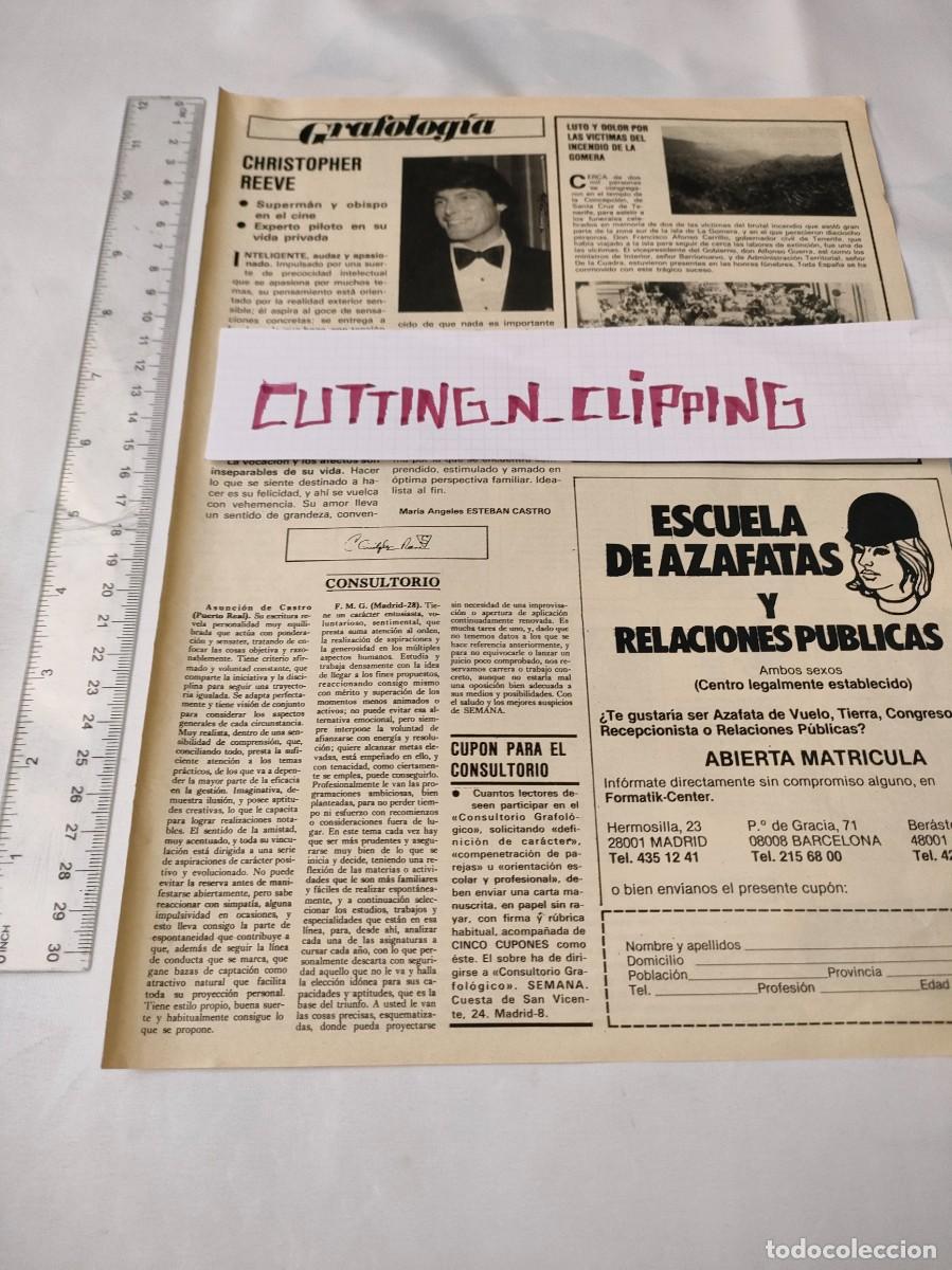 Otros art&iacute;culos de coleccionismo en papel: Clipping [CHRISTOPHER REEVE][SEM](1984) Superman Random. Anuncio escuela de azafatas