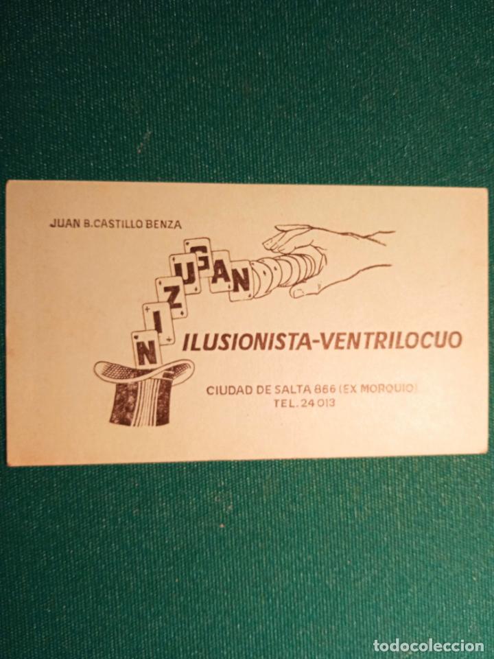 Collectionnisme Papier divers: NIZUGAN - ILUSIONISTA VENTR&Iacute;LOCUO - CIUDAD DE SALTA - TARJETA DE VISITA - 10 X 5.7 cm.
