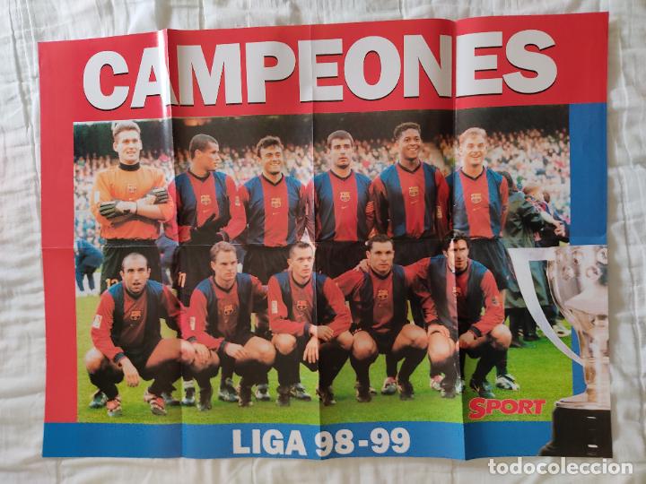 Otros Art&iacute;culos de Coleccionismo en Papel: POSTER FUTBOL EQUIPO PLANTILLA FC BARCELONA 1998-1999 CAMPEONES LIGA 98-99 BAR&Ccedil;A SPORT